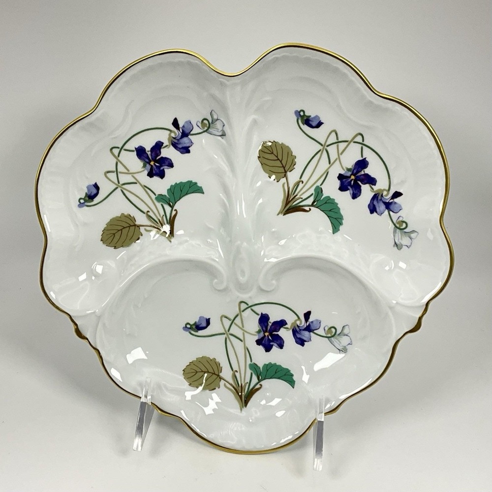 Haviland Limoges France Imperatrice Eugenie Floral Divided Serving Dish Plate